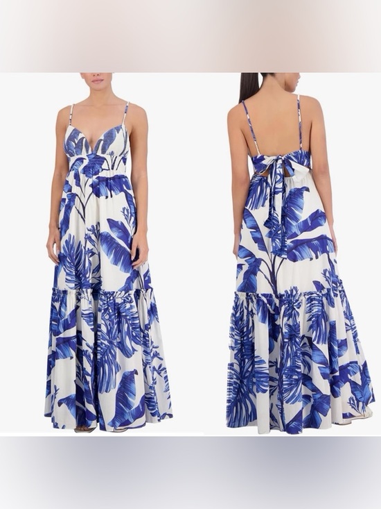 BCBGMaxAzria Dresses & Skirts - BCBG PALM CABO BLU MAXI DRESS L ADJUSTABLE STRAPS,SMOCKED WAIST,BACK TIE CLOSURE